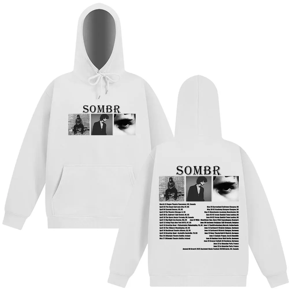 سترة بغطاء للرأس من Sombr Merch Live 2025 للرجال على الموضة بأكمام طويلة وفضفاضة غير رسمية على طراز الهيب هوب ملابس الشارع