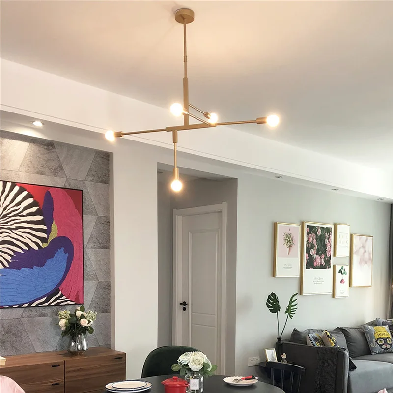 Wrought Iron LED Chandelier Retro Industrial Ceiling Lamp Light Living Room Dining Room Modern Decor Home Lighting Fixture