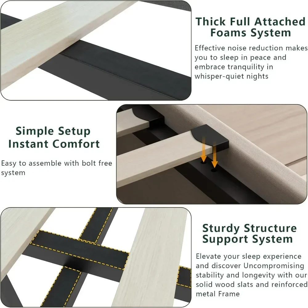 King Lift Up Bed Frame with Charging Station & LED Lights, Upholstered Bed with   Storage Headboard, Hydraulic StorageZL