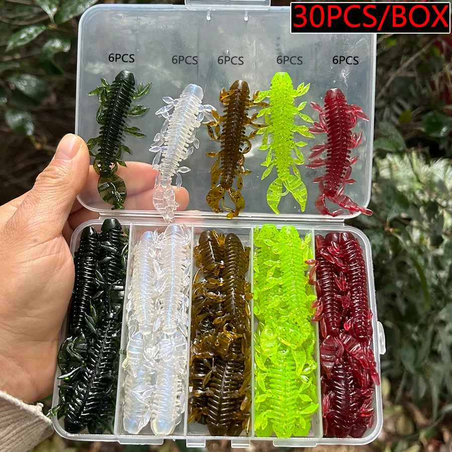 30個/箱 シェイキングシュリンプ ソフトベイト ダブルブレ - Fishing Lure Blade Bait のレビューと価格