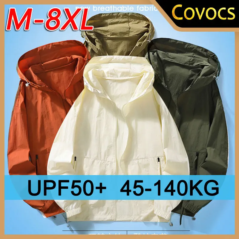 M-8XL roupas de protetor solar masculino plus size 140kg solto ajuste respirável upf50 + chapéu roupas de proteção solar roupas de pesca de seda gelo