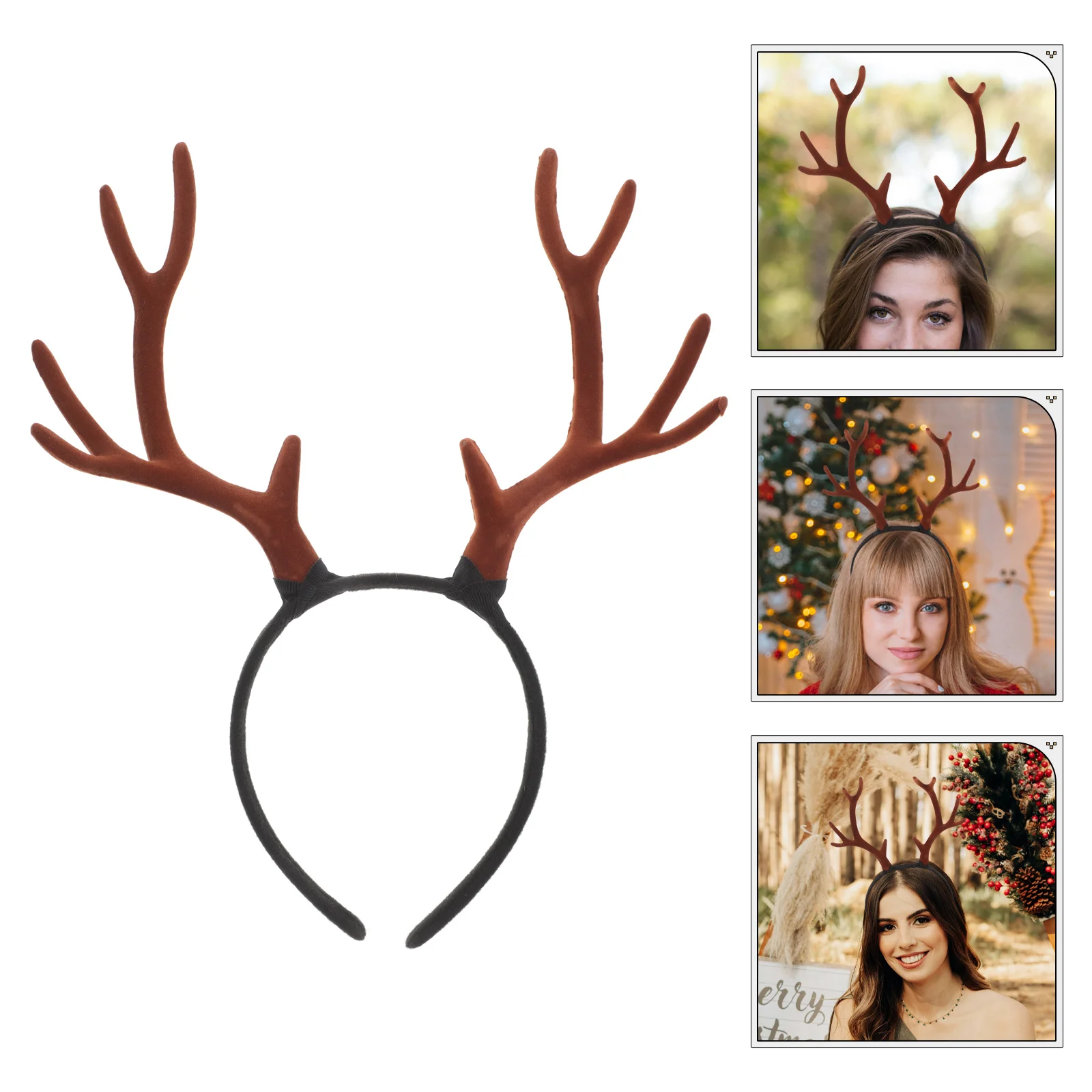 

Reindeer Antlers Headband Flocked Adjustable Deer Horn Hair Hoop For Christmas Halloween Party Cosplay Costume Accessory
