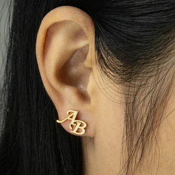 Personalized Initial Name Earrings Exquisite Stainless Steel Customized Earrings Commemorative Gift for Mom and Women's Friends