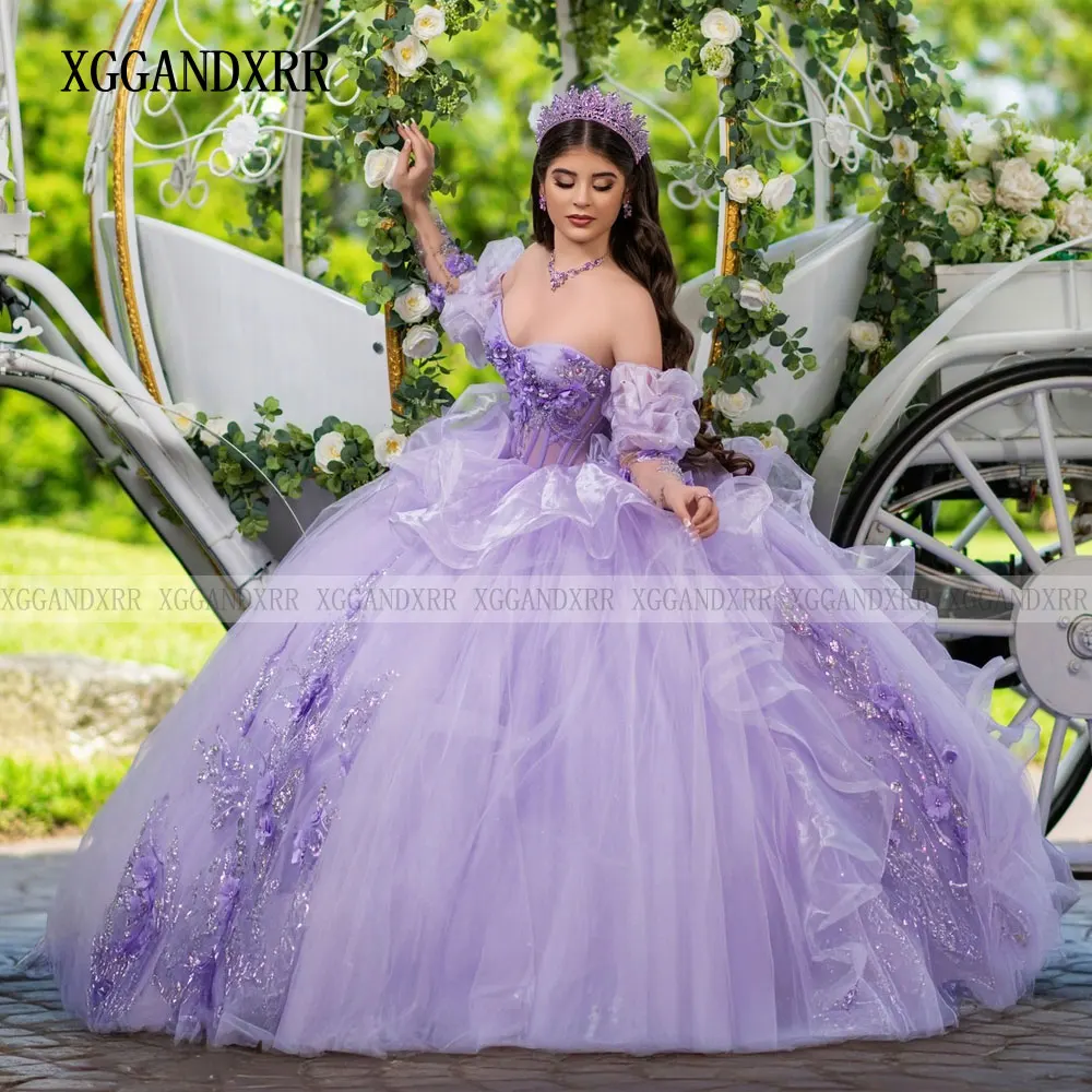 Vestido de Quinceañera Morado Personalizado 2026, Vestidos de 15 Años Lila, Vestido de Fiesta de Gala, Vestido de Quinceañera con Cola Larga, Vestido Formal para Fiesta de Cumpleaños