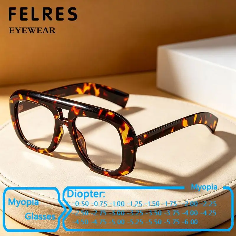Pilot Large Frame Myopia Glasses Women Anti Blue Light Finished Driving Optical Nearsighted Eyewear Negative Diopter -0.5 to-6.0