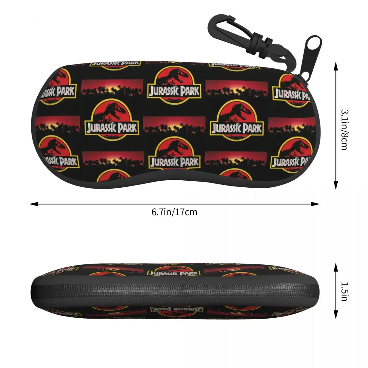 Custom Jurassic Park Dinosaur Shell Glasses Case Travel Sci Fi Fantasy Movie Film Eyeglasses Case Sunglasses Protector Box