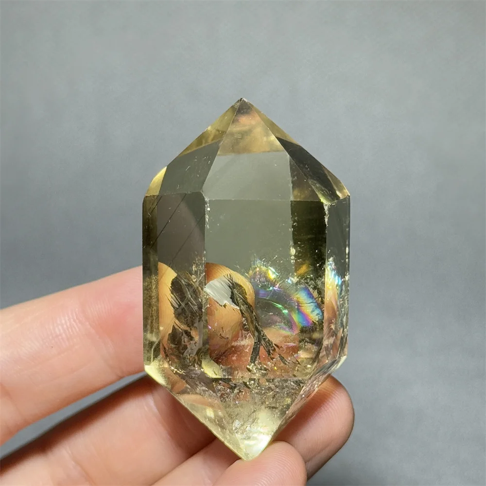 Cuarzo Citrino Natural de Doble Punta, Gema Mineral, Aura, Energía Curativa, Meditación Espiritual, Amuleto de la Suerte, Decoración para el Hogar, Regalo