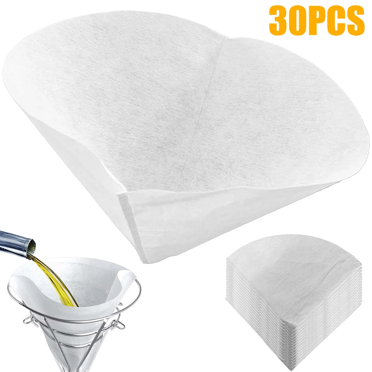 30pcs Filter Paper Fryer Oil Filter Cone Disposable Coffee Filters Cooking Oil Filter Cones Maple Syrup Filter Set for Kitchen