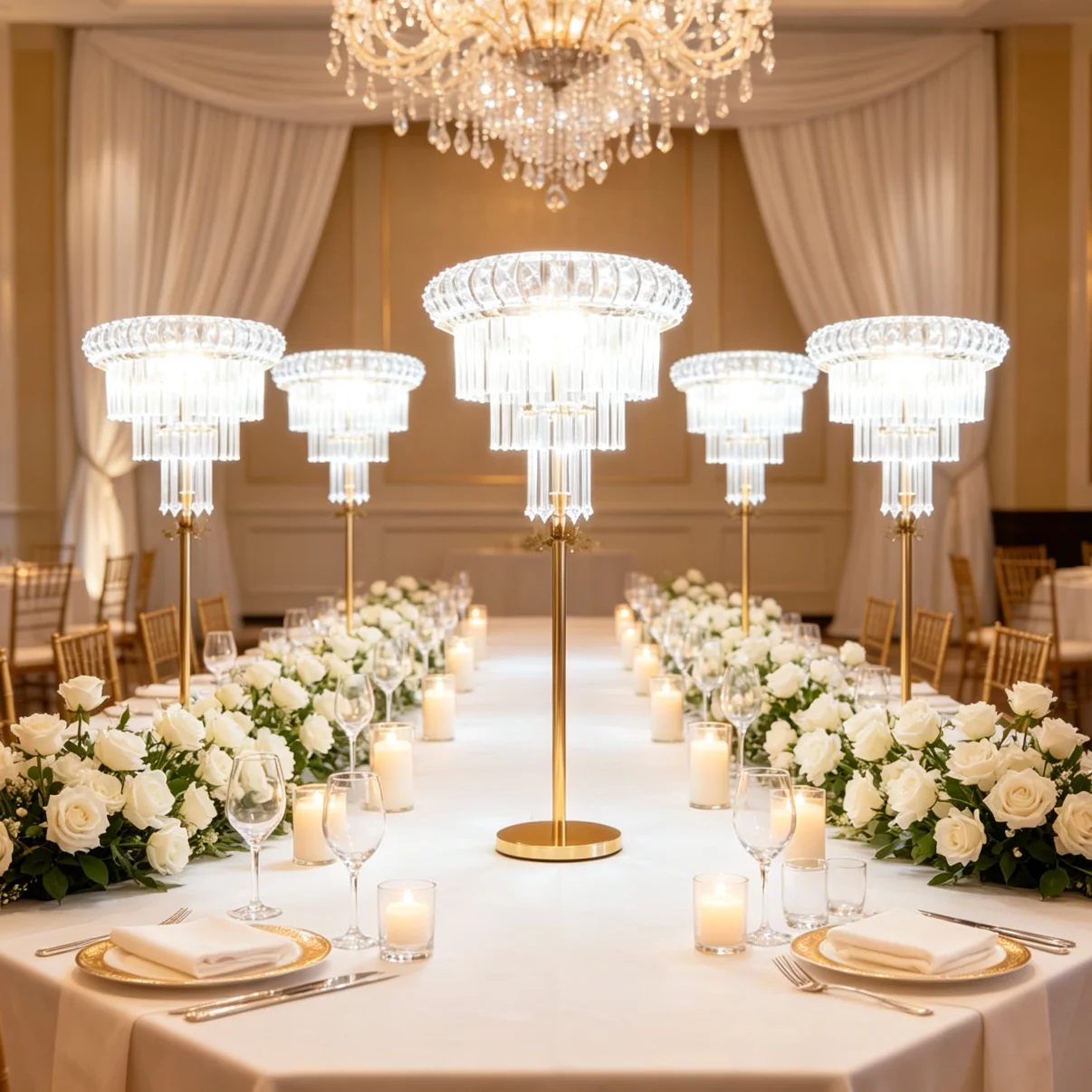 5/10pcs 90-120cm Wireless Battery Operated  Table Led Light Wedding Centerpieces for Event Banquet Table Decoration