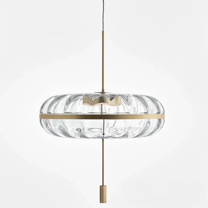 

GHJUYIOL Modern creative circular restaurant oval glass Nordic minimalist model bedroom clothing store pumpkin pendant light