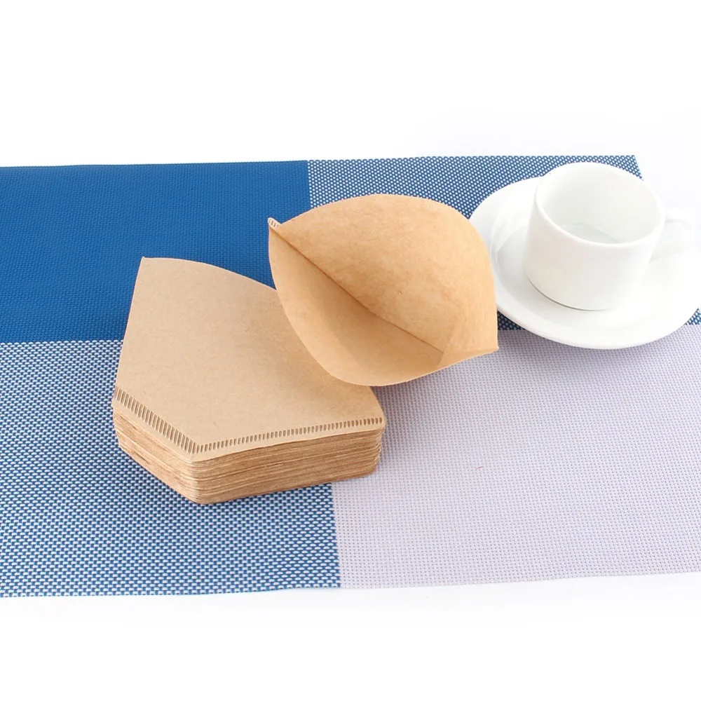 100pcs set Wood Paper Unbleached Coffee Filter 6.5 Inch Wide Disposable Espresso Strainer 4 Inch Tall 100 Count