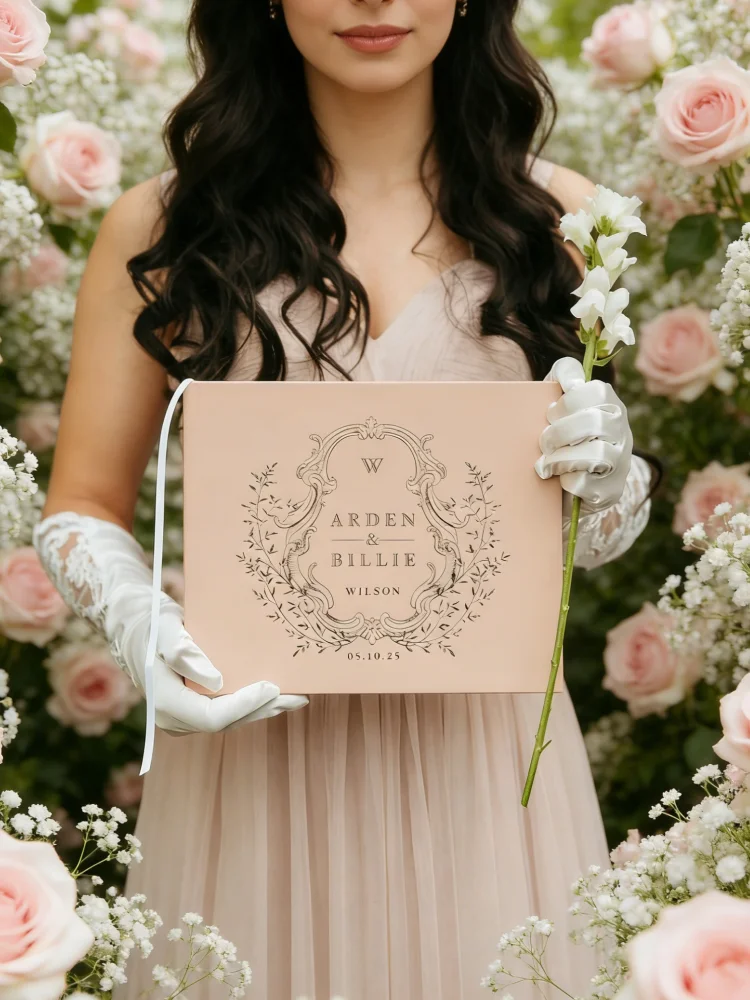 

Элегантная декоративная свадебная книга для гостей с романтичным бежевым твердым переплетом, фотоальбом с золотой, серебряной и розово-золотой фольгой