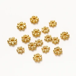 20Pcs/Lot 4/5/6mm 14K/18K Gold Plated Brass Flower Beads Spacer Beads for DIY Jewelry Making Findings Accessories Wholesale
