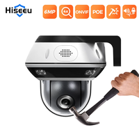 Hiseeu 6MP Vandalproof POE PTZ IP Camera 4X Optical Zoom Two Way Audio Night Vision Outdoor Human Detection