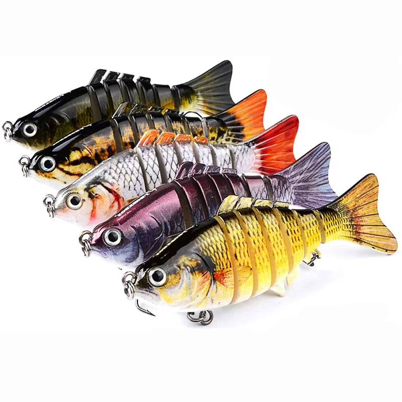 1PCS Lifelike Eyes 7 Segment Bionic Bait Treble Hooks Fishing Lure Multi-section Sports Entertainment