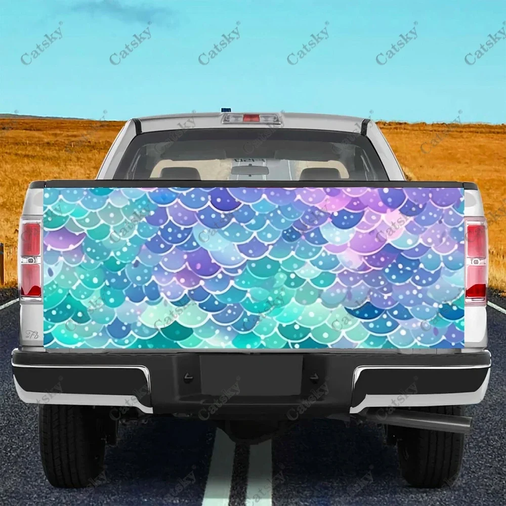 Gold Fish Scale Pattern Truck Tailgate Wrap Professional Grade Material Universal Fit for Full Size Trucks Weatherproof