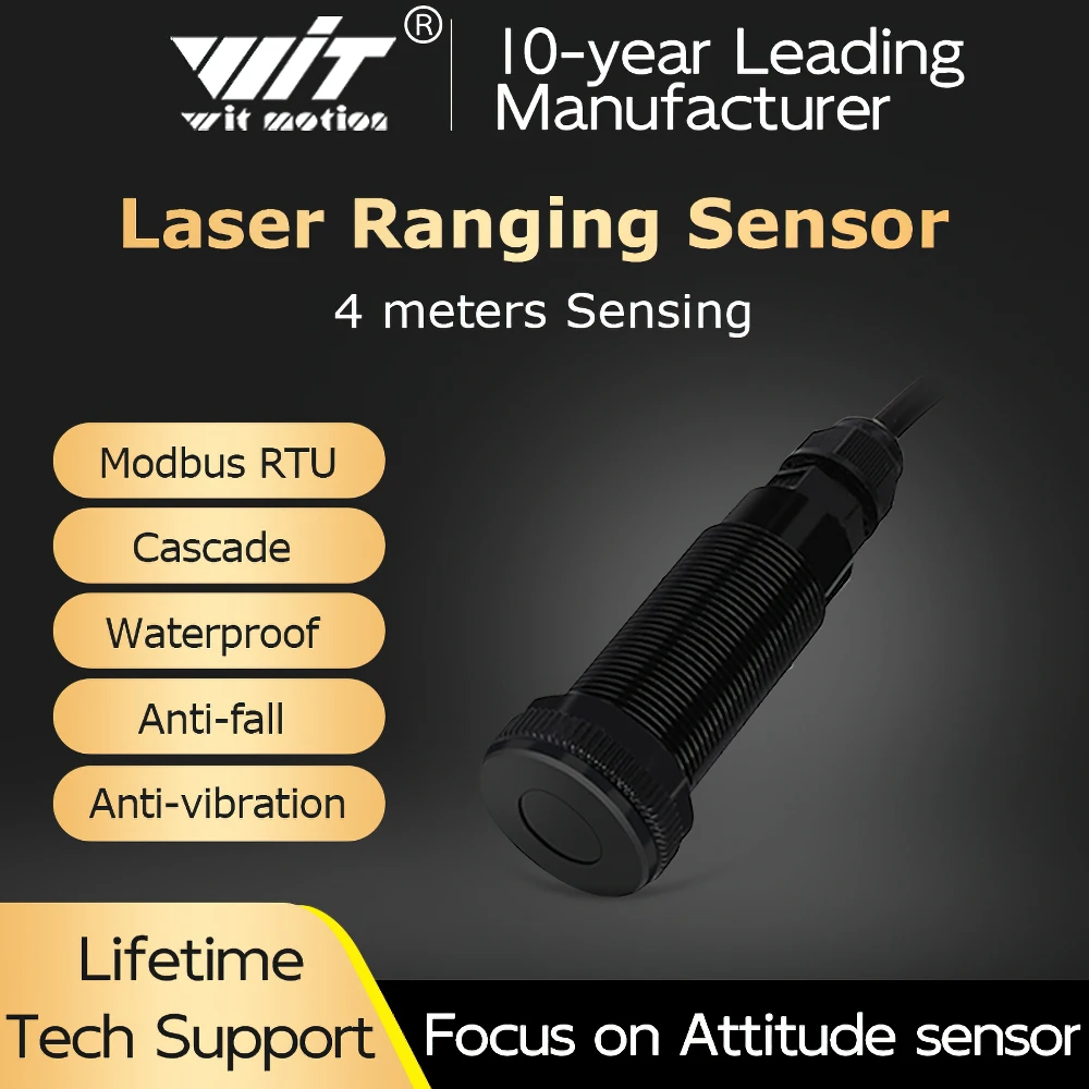 WT53R Laserowy moduł czujnika odległości czasu podróży (ToF), moduł czujnika VL53L1X Odległość 400 cm, RS485 Modbus/TTL, TOF050F TOF200F