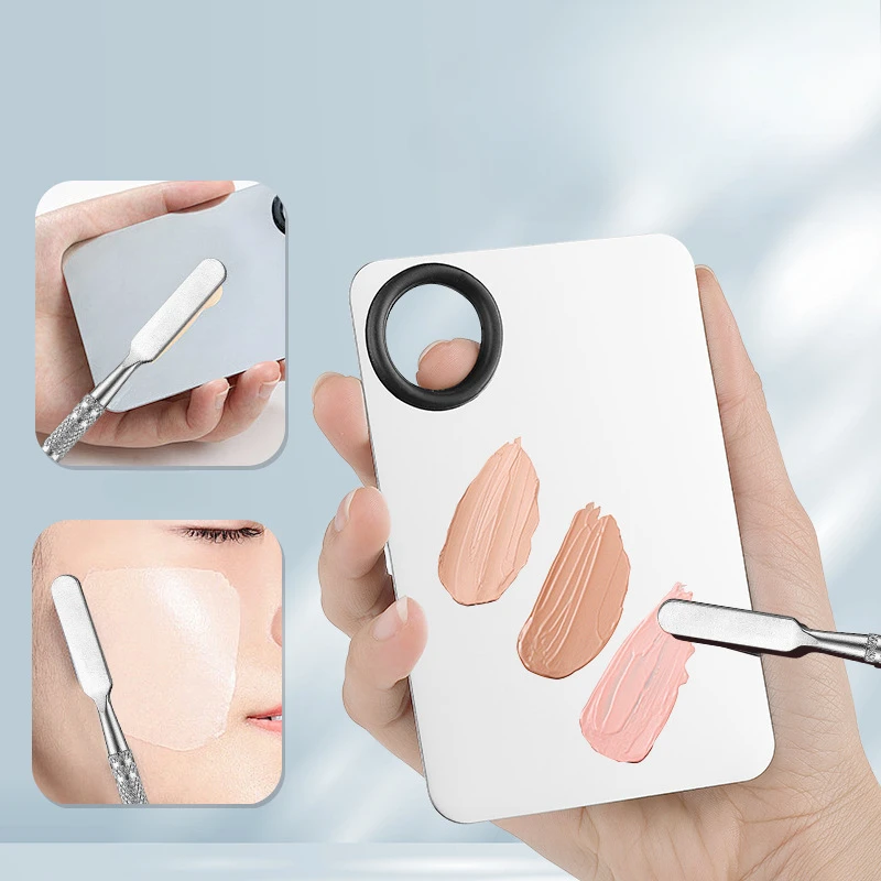 

Maquiagem Paleta de Mistura Upgrad Aço Inoxidável Bandeja com Espátula Artista Ferramenta de Mistura Fundação Nail-Art
