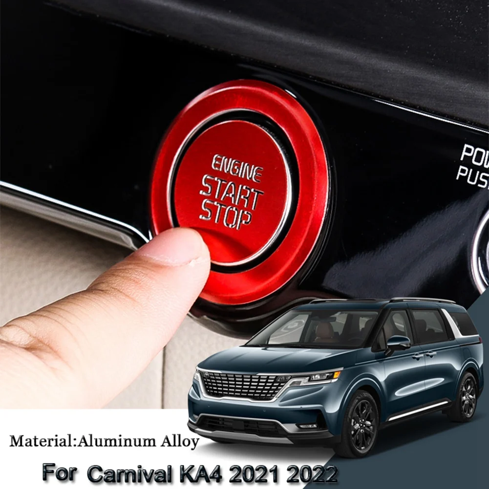 Car START Engine Button Cover Stop Key Ignition Switch Sticker Trim for Kia Carnival KA4 2021 2022 Red