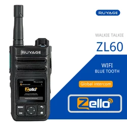 Ruyage-ZL60 Zello Walkie Talkie, Rádio 4G com cartão SIM, WiFi, Bluetooth, Longo Alcance, Poderoso, Poderoso, 100km