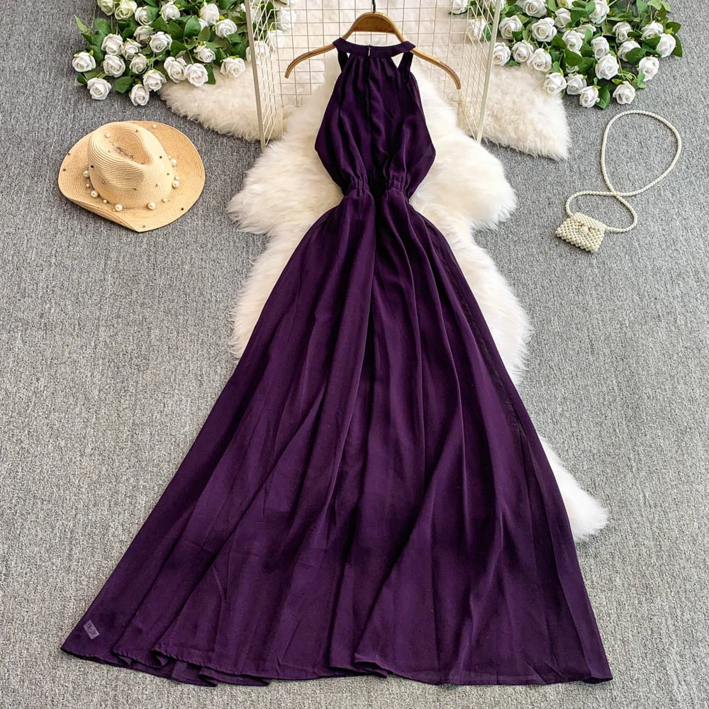 Clothland Vrouwen Sexy Kralen Diamant Maxi Jurk Uitgesneden Mouwloos Een Stuk Vrouwelijke Chic Lange Jurken Vestido QE045