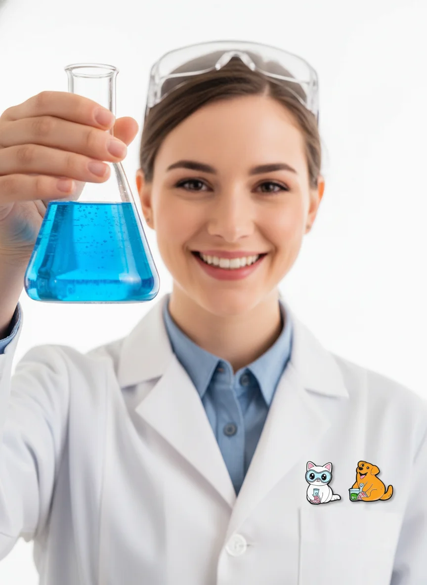 Scientist Cat Dog Enamel Pins Lab Goggles Chemistry Flask White Coat Themed Badges Black Enamel Brooch for Denim Jackets