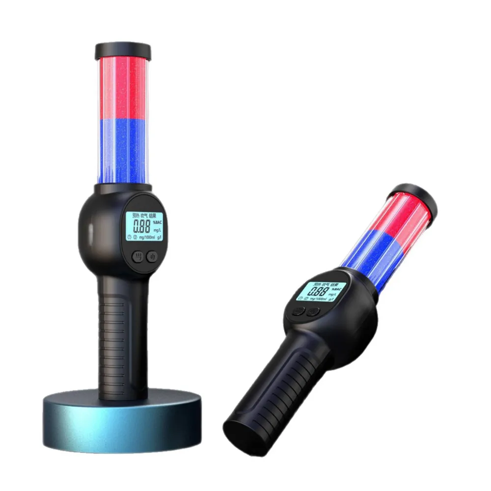 Rechargeable alcohol tester with built-in lithium battery baton-shaped alcohol detector voice broadcast and flashing indicator