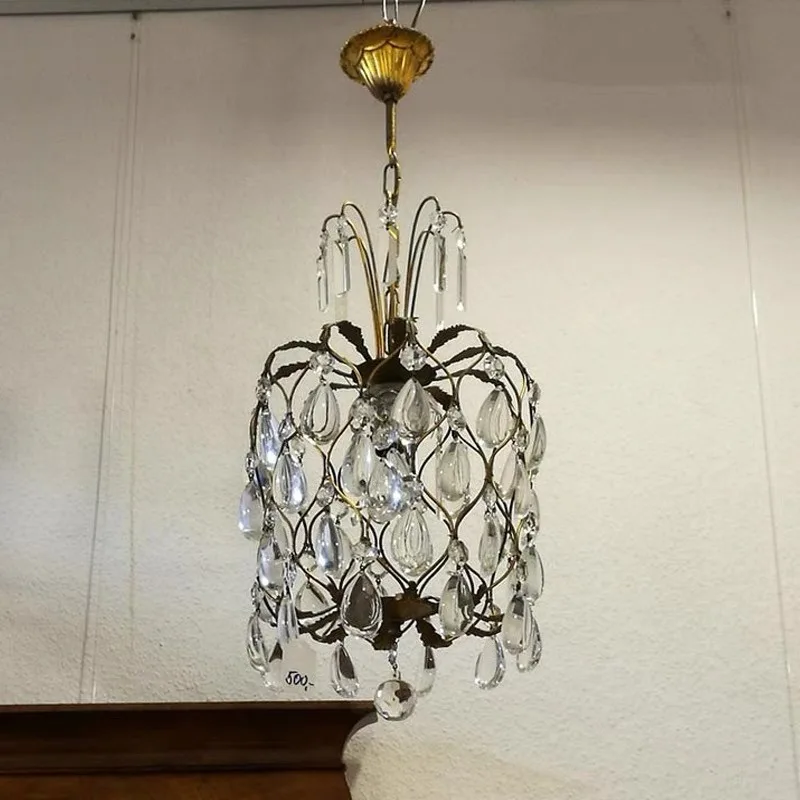 French retro crystal chandelier, foyer, hallway, creative corridor, dressing room, bedroom, small ceiling light, crystal lamp