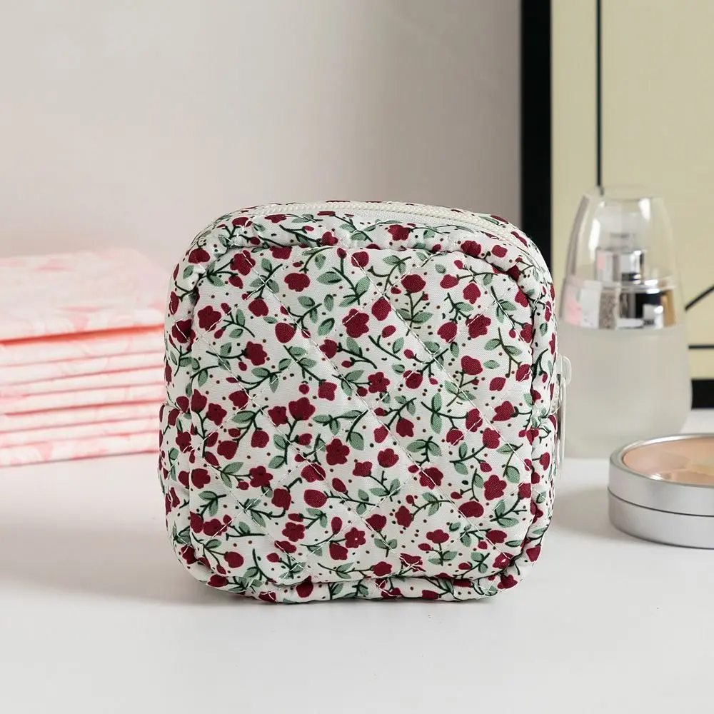 Cute Quilted Cotton Sanitary Napkins Bag Travel Organizer Multipurpose Storage Pouch Portable Coin Purse Candies