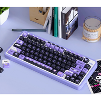 Girls Keycaps Kurome SOA Keycaps PBT Large Full Set Personalized Purple Black for 60/64/84/98/108 Gaming Mechanical Keyboard MX