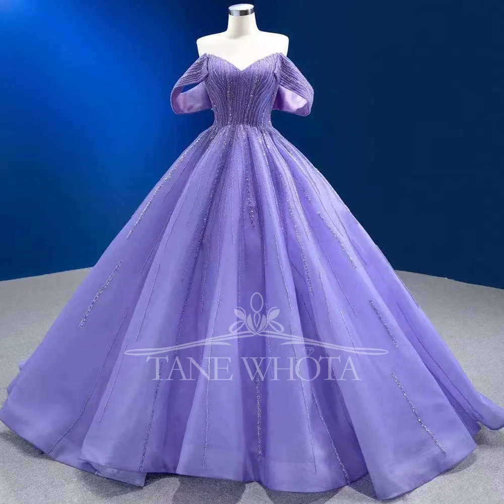 Women's Sweetheart Evening Dress Lace up Back Sequined Luxury Purple Lilac Long Customized Prom Gown For Special Occasions