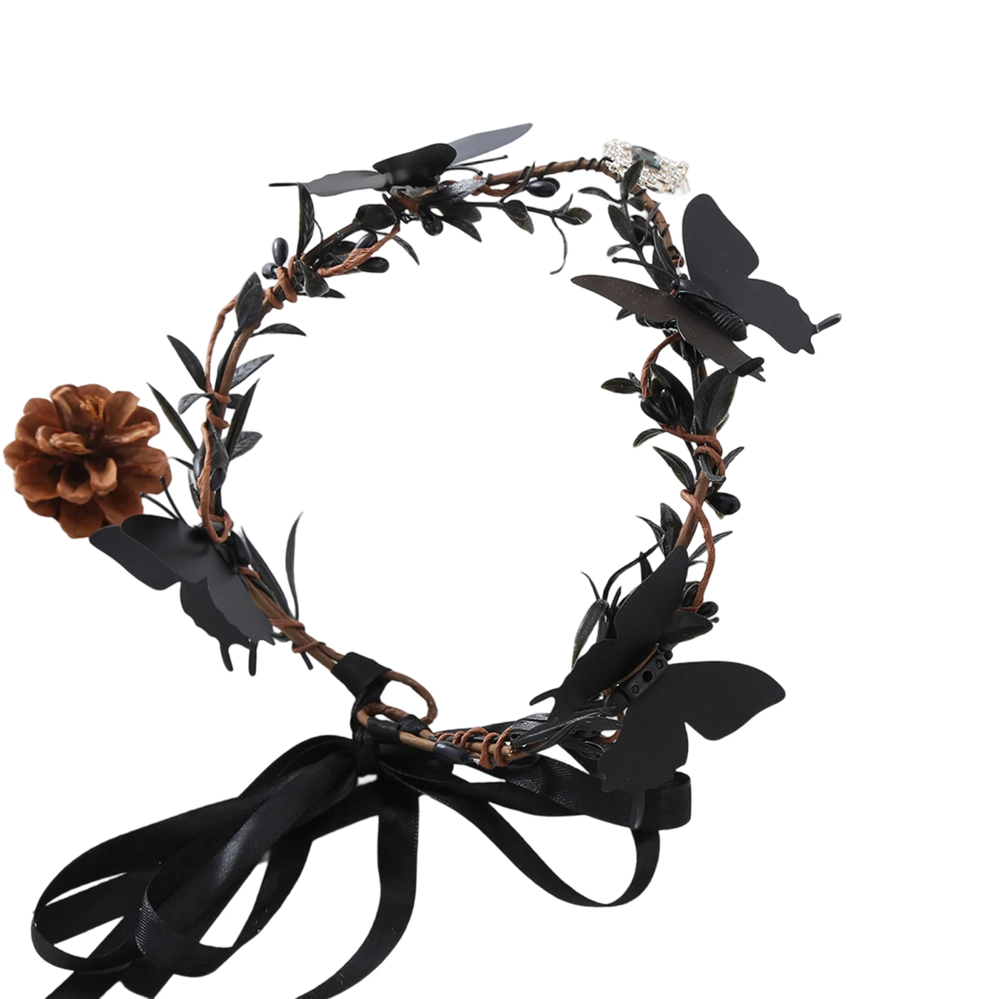 

Готическая черная кружевная маскарадная маска с повязкой на голову с короной из перьев для женщин, костюм на Хэллоуин, аксессуар для волос