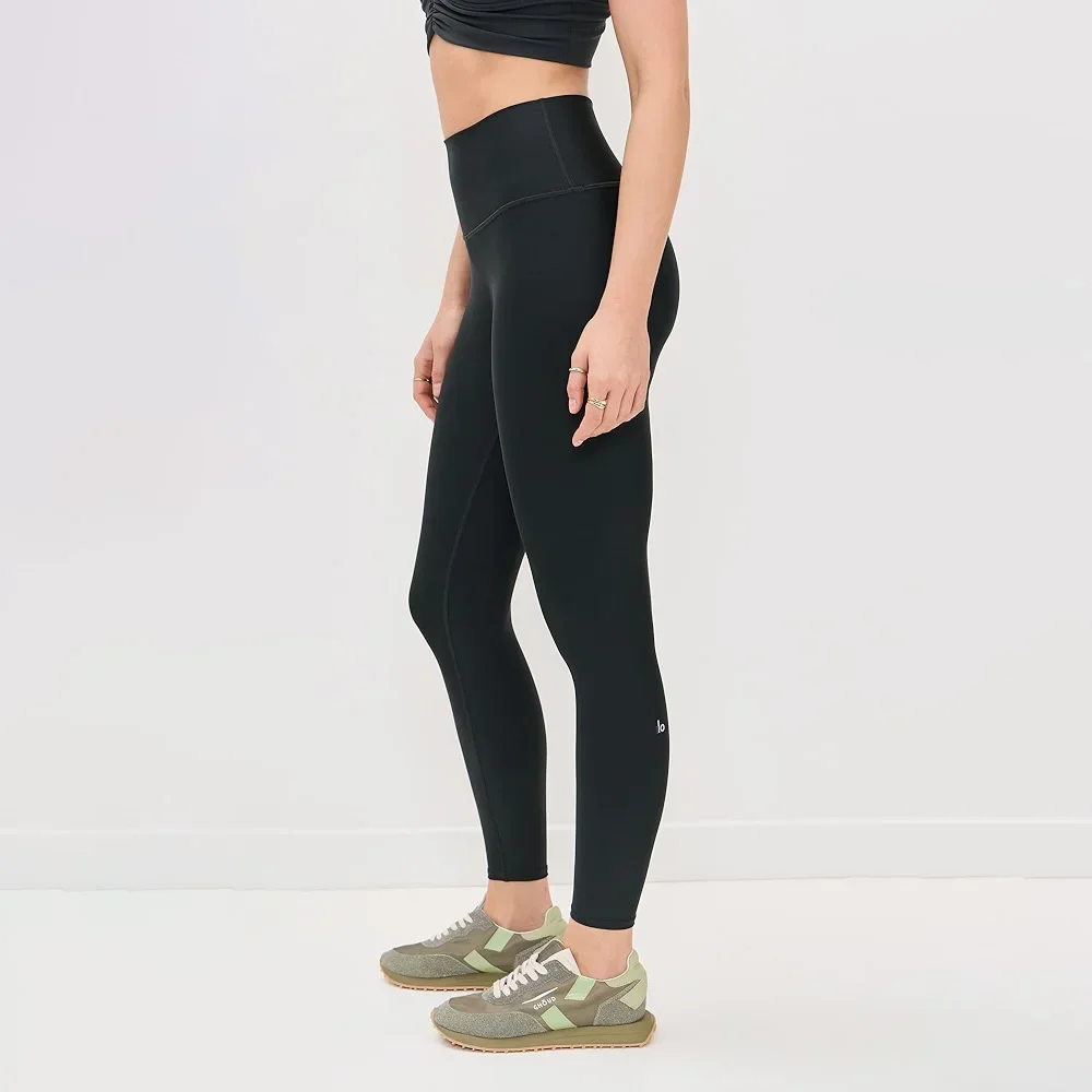 سراويل اليوغا الضيقة للسيدات عالية الخصر من AL - سراويل ضيقة بلون سادة للبيلاتيس والتمرين وأسلوب الشارع