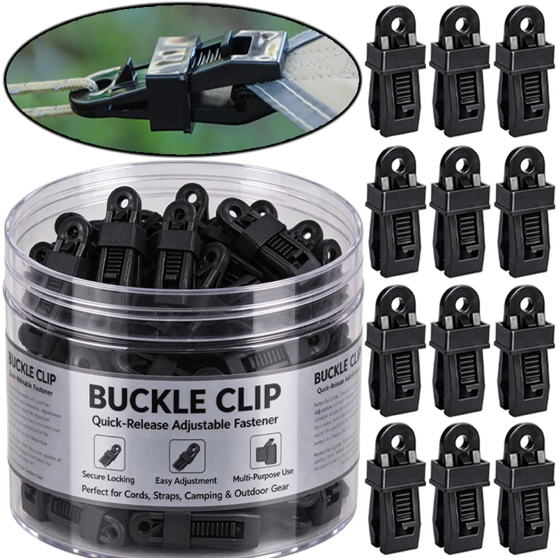 Camping Fixing Tarp Clip with Lock Awning Windproof Tarp Clamps Peg Tent Snap Grip Suspension Buckle for Outdoor Awning Canopy