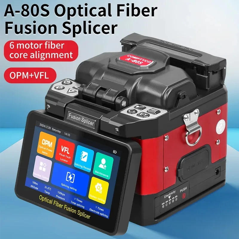COMPTYCO A-80S/S-80 Fiber Optic Fusion Splicer 6 Motors Touch screen 10 Languages Fiber Optic Welding Machine