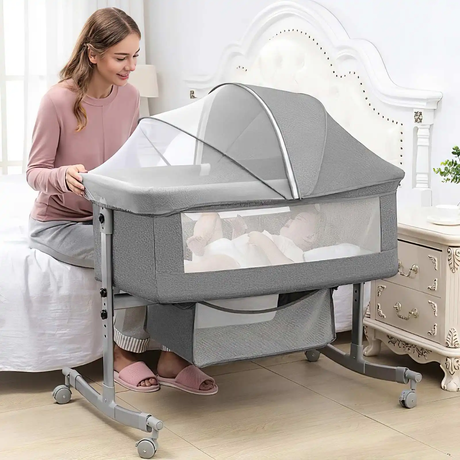 Lit bébé 3 en 1, lit d'appoint, parc pour bébé, 0-3 ans, multifonction, pliable et relevable, avec m