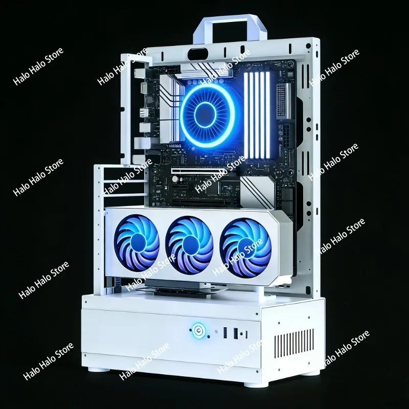 Open Frame PC Case 240/360 Liquid & Air Cooling Rack ATX/MATX Vertical GPU Desktop Mini Case