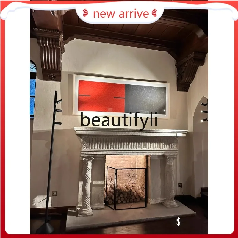 

D88 Vintage medieval fireplace living room entrance travertine stone fireplace decoration