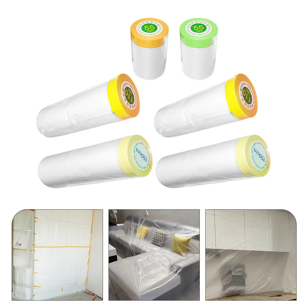 Película protectora de enmascaramiento, 6 uds., 6 rollos, ligera, resistente al desgarro, para equipo de pintura automotriz, electrodoméstico, revestimiento de paredes para el hogar