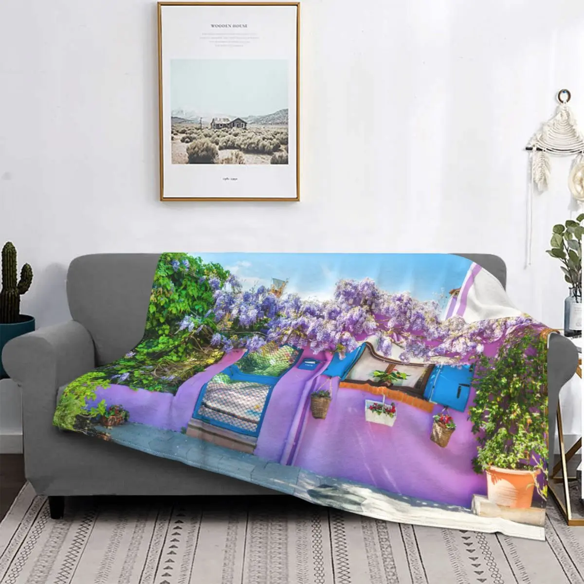 

Rural Pastoral Landscape Scenery Blankets Fleece Spring/Autumn Italy Building Flower Throw Blanket for Bed Outdoor Bedspreads