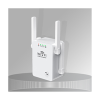 300M Wireless Repeater 2.4G WiFi Router Signal Booster Extender 4 Antenna Router Signal Amplifier for Home(US Plug)