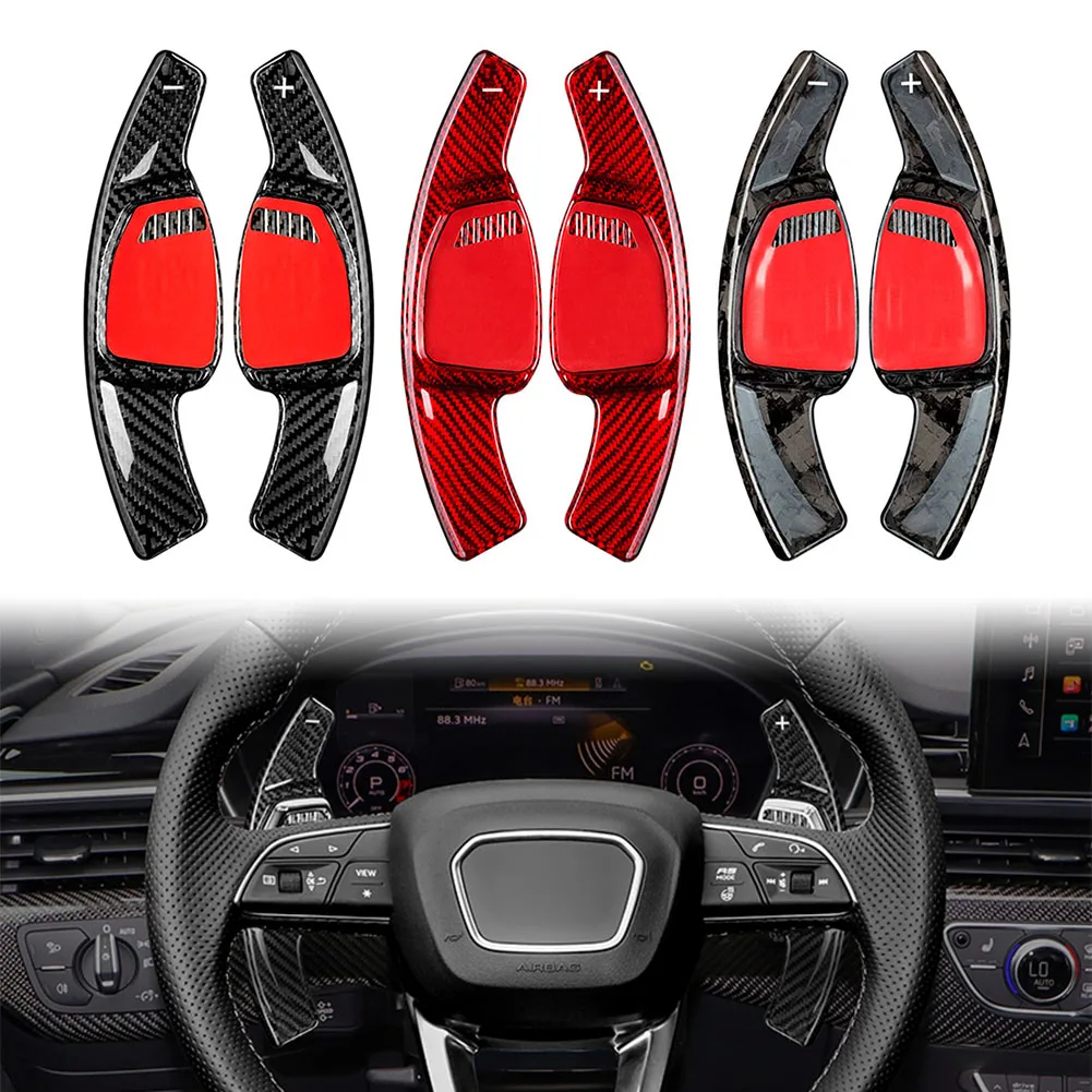 

2Pcs Car Steering Wheel Paddle Shifter Extension For Audi RS5 RS7 2021 Carbon Fiber Car Parts