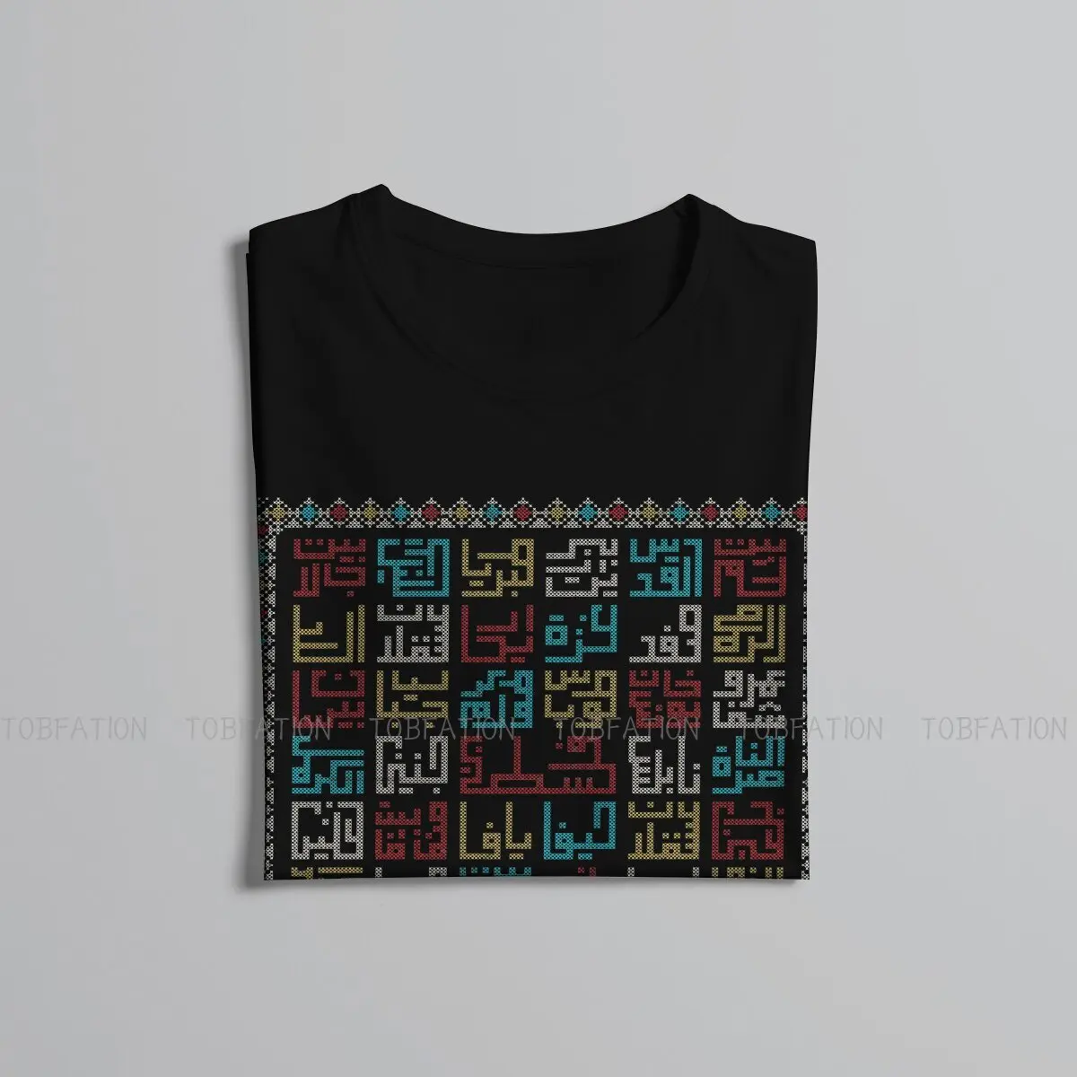 Palestine Cities Names in Arabic Realistic Embroidery Traditional Palestinian Tatreez Tshirt Graphic Men Clothing Cotton T Shirt