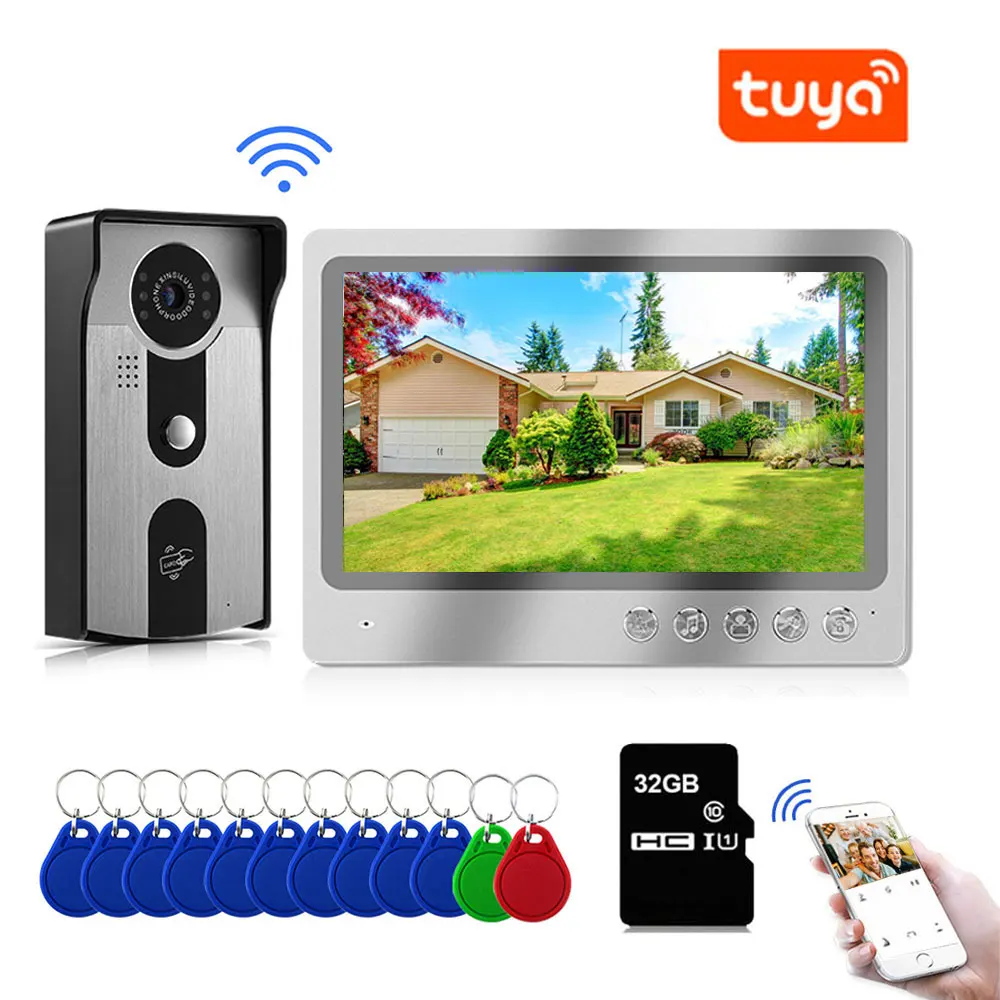 9 Inch WiFi Video Intercom TUYA Smart Home APP Wireless Video Door Phone RFID Access Control System for Villa Apartment