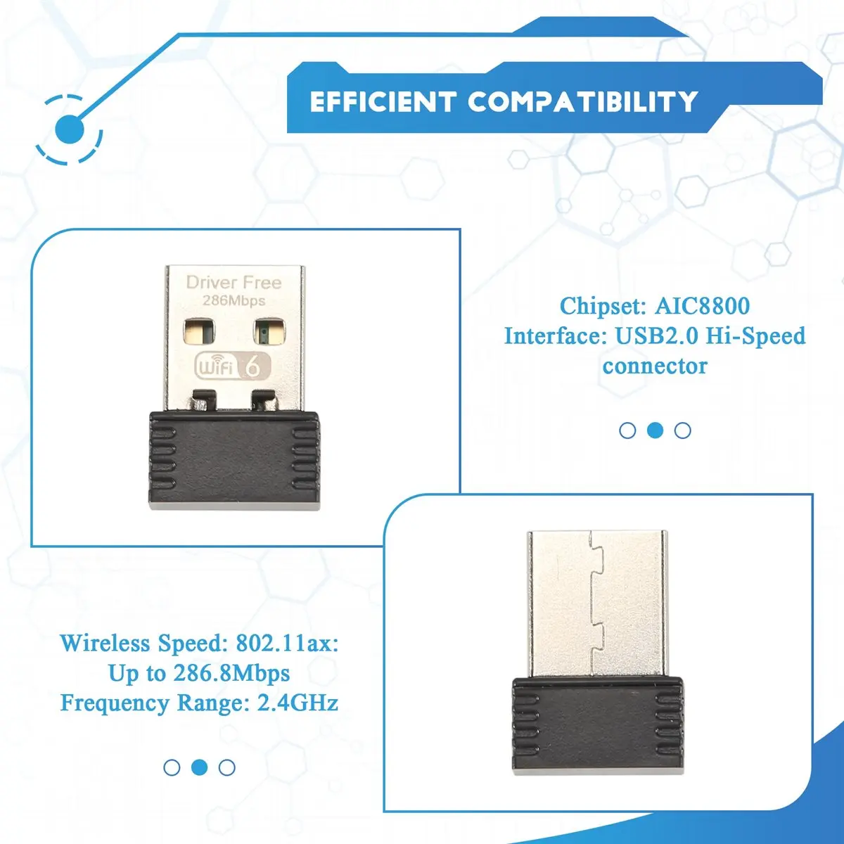 DT!~D1758 HOT-Wireless WiFi 6 Adapter AX286 802.11Ax 2.4GHz Free Driver USB Network Card For Win7/10/11 Computer WiFi Receptor