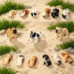 Realistic French Bulldog Pet Dog Family Animal Model Figure Toy Collection Cake Topper,Garden Plant,Automobile Decoration