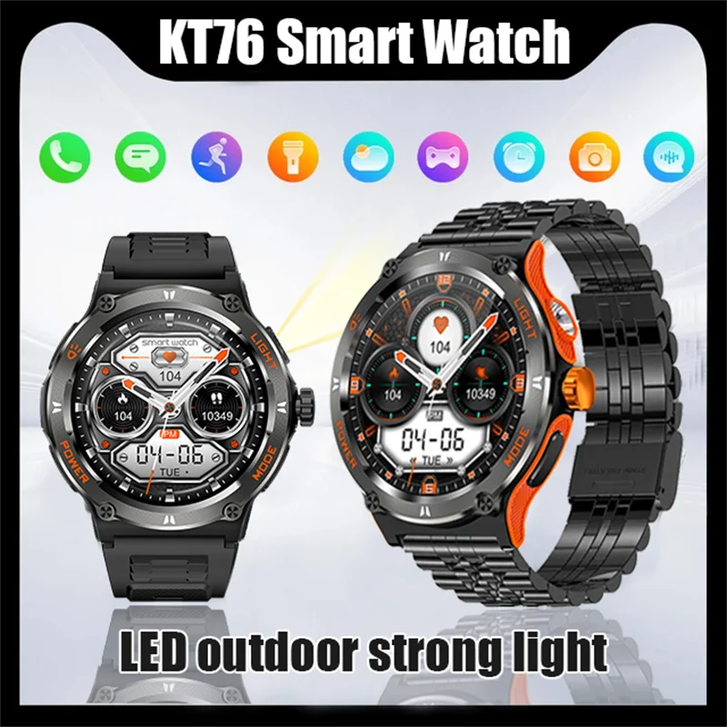 

2024 New KT76 smartwatch: Mini light, 3ATM waterproof, tracking exercise, sleep, heart rate. Suitable for outdoor night running