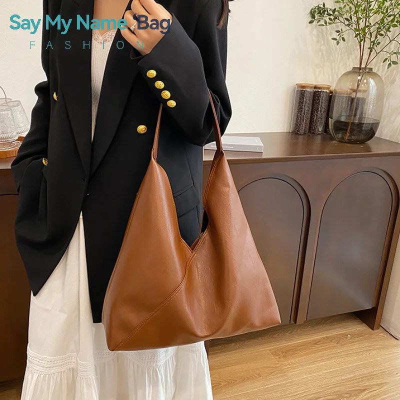 

V-pocket Shoulder Bag With Fashionable Design Leather Handbag Women's Minimalist Armpit Bag Commuting Handbag