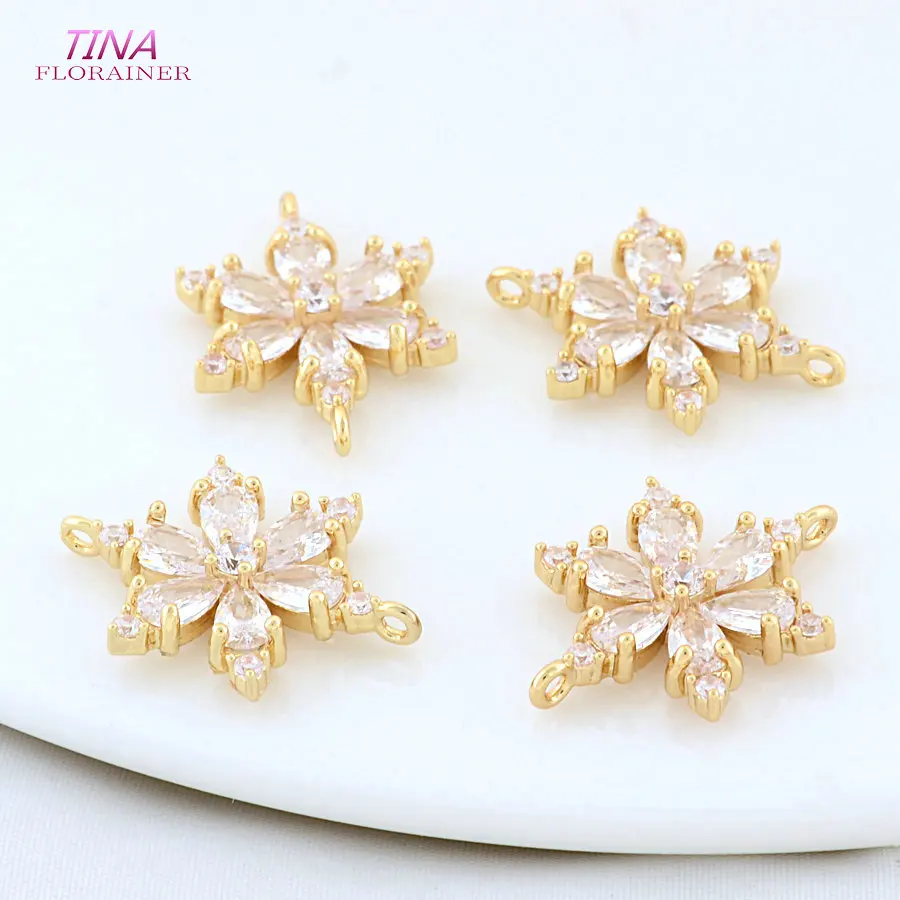6PCS 14,5*20,5 MM 18K Gold Farbe Messing 2 Löcher Verbinden Blumen Charms Anhänger Halskette Ohrringe schmuck Machen DIY Zubehör – Detail 6
