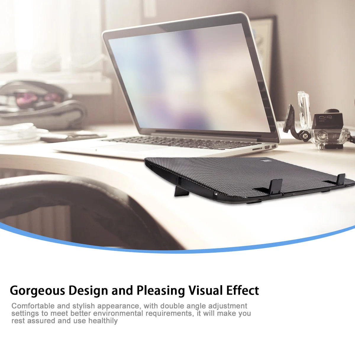 

Laptop Stand Notebook Cooler Heat Dissipation Risers Computer Holder Cooling Desk Bed Premium ABS Metal Mesh Superb Quality Long